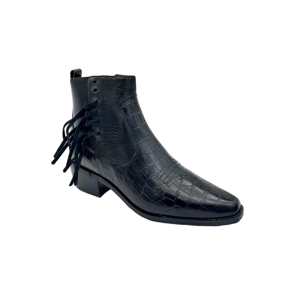 Donald Pliner Women's Mona Croco Leather Bootie Black - Medium